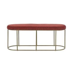 Pomax Bancs | Fitzgerald - Banc Oval - Tissu / Metal - L 107 X W 37 X H 43 Cm - Framboise