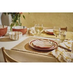 Pomax Vaisselle | Mykonos - Assiette Plate - Porcelaine - Dia 27 X H 2,5 Cm - Rouille