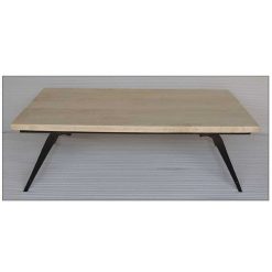 Pomax Tables Basses | Ohio - Table Basse - Bois De Mangier / Metal - L 125 X W 75 X H 38 Cm - Naturel