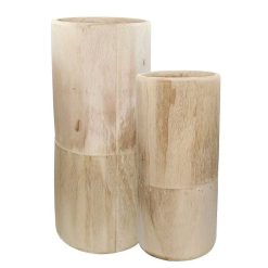 Pomax Cache-Pots | Pure - Set/2 Vases - Bois De Paulownia - Dia 22/28 X H 50/65 Cm - Naturel