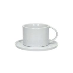 Pomax Vaisselle | Porcelino White - Tasse & Soucoupe - Porcelaine - Dia 14 X H 8,2 Cm - Blanc