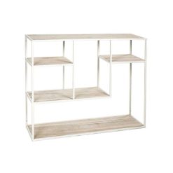 Pomax Etageres | Eszential - Etagere - Bois De Pin - Metal - L 100 X W 30 X H 80 Cm - Naturel/Blanc