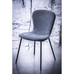 Pomax Chaises | Daia - Chaise - Velours / Metal - L 53 X W 49 X H 80 Cm - Gris Vert