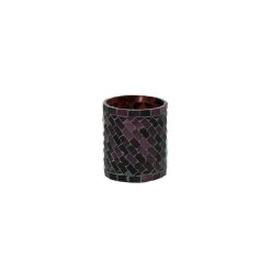 Pomax Photophores / T-Lights | Alhambra - Photophore - Verre Mosaique - Dia 7 X H 8 Cm - Aubergine