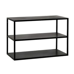 Pomax Etageres Murales | Eszential - Etagere/Table D'Appoint - Metal / Bois - L 60 X W 30 X H 40 Cm - Noir