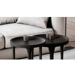 Pomax Tables Basses | Trip - Table Basse - Aluminium - Dia 49 X H 35 Cm - Noir