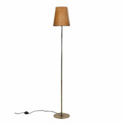 Pomax Lampadaires | Cinette - Lampadaire - Metal / Cuir - Dia 25 X H 155 Cm - Latte