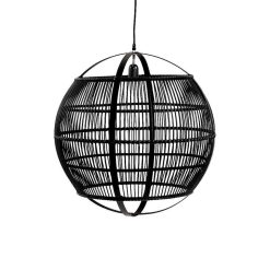 Pomax Suspensions | Mekong - Lampe Suspendue - Bambou - Dia 59 X H 63 Cm - Noir