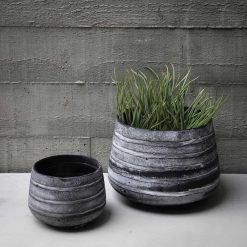 Pomax Cache-Pots | Rock - Pot A Fleurs - Verre - Dia 23 X H 16 Cm - Gris