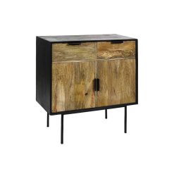 Pomax Armoires | Diego - Armoire - Bois De Mangier - L 80 X W 40 X H 86 Cm - Naturel/Noir