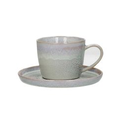 Pomax Vaisselle | Flocon - Tasse & Soucoupe - Gres - Dia 8 / 14,50 X H 8 Cm - Taupe