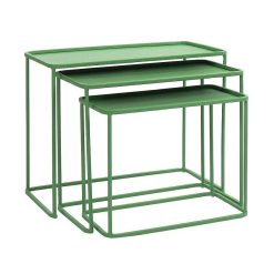 Pomax Tables Basses | Century - Set/3 Tables Basses/D'Appoint - Metal - L 44/50/56 X W 23/27/31 X H 35/41/45 Cm - Vert