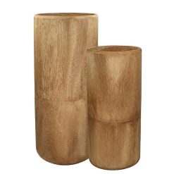 Pomax Cache-Pots | Pure - Set/2 Vases - Bois De Paulownia - Dia 22/28 X H 50/65 Cm - Rouille