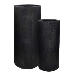 Pomax Cache-Pots | Pure - Set/2 Vases - Bois De Paulownia - Dia 22/28 X H 50/65 Cm - Noir