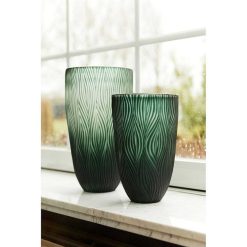 Pomax Vases | Foliza - Vase - Verre - Dia 20 X H 37 Cm - Vert Fonce