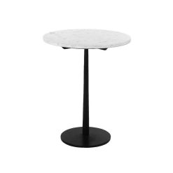 Pomax Tables | Bistro - Table Apero - Marbre / Metal - Dia 50 X H 60 Cm - Blanc