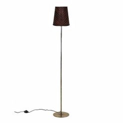 Pomax Lampadaires | Cinette - Lampadaire - Metal / Cuir - Dia 25 X H 155 Cm - Chocolat