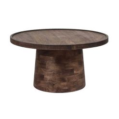 Pomax Tables Basses | Ramona - Table D'Appoint - Bois De Mangier - Dia 65 X H 34 Cm - Noyer