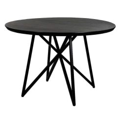 Pomax Tables | Nadi - Table A Diner Acacia - Bois D'Acacia / Metal - Dia 120 X H 76 Cm - Noir