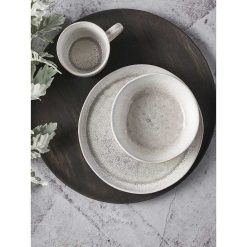 Pomax Vaisselle | Flocon - Tasse & Soucoupe - Gres - Dia 8 / 14,50 X H 8 Cm - Taupe