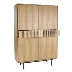 Pomax Armoires | Atlanta - Armoire - Mdf / Placage De Bois / Metal - L 115 X W 40 X H 170 Cm - Naturel