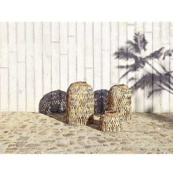 Pomax Lanternes | Nordby - Set/3 Lanternes - Mais - Dia 35,5/40,5/45 X H 27/61/67 Cm - Naturel