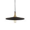 Pomax Suspensions | Brampton - Lampe Suspendue - Metal / Bois De Manguier - Dia 40 X H 13 Cm - Noir