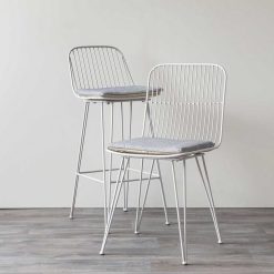 Pomax Chaises De Bar | Ombra - Chaise De Bar - Metal - L 40 X W 42 X H 90 Cm - Gris Clair