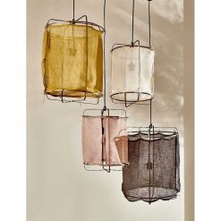 Pomax Suspensions | Grisha - Lampe Suspendue - Lin / Metal - Dia 30 X H 40 Cm - Lavande