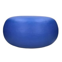 Pomax Poufs | Pretoria - Pouf/Table D'Appoint - Enduit A La Chaux - Dia 50 X H 25 Cm - Bleu