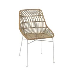 Pomax Chaises | Aix - Chaise - Rotin / Metal - L 56 X W 53,5 X H 82 Cm - Blanc