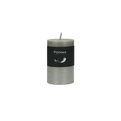 Pomax Bougies | Candle - Bougie - Cire De Paraffine - Dia 5 X H 8 Cm - Argent