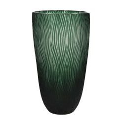 Pomax Vases | Foliza - Vase - Verre - Dia 20 X H 37 Cm - Vert Fonce