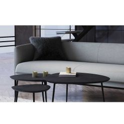 Pomax Tables Basses | Axio - Set/3 Tables D'Appoint - Marbre - L 40/54/74 X W 40/52/68 X H 36/41/45 Cm - Noir