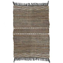 Pomax Tapis | Lana - Tapis - Cuir Recycle - L 240 X W 180 Cm - Naturel/Noir