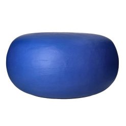 Pomax Poufs | Pretoria - Pouf/Table D'Appoint - Enduit A La Chaux - Dia 50 X H 25 Cm - Bleu