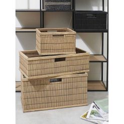 Pomax Concepts Modulaires | Shadow - Panier - Bambou / Bois - L 56 X W 29,5 X H 27 Cm - Naturel