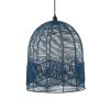 Pomax Suspensions | Cyprus - Lampe Suspendue - Rotin / Metal - Dia 45 X H 50 Cm - Gris Bleu