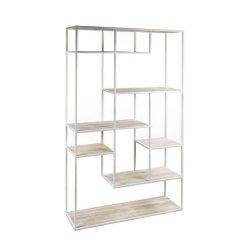 Pomax Etageres | Eszential - Etagere - Bois De Pin - Metal - L 100 X W 30 X H 165 Cm - Naturel/Blanc