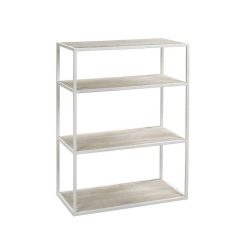 Pomax Etageres | Eszential - Etagere - Metal / Bois De Sapin - L 60 X W 30 X H 80 Cm - Naturel/Blanc