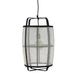 Pomax Suspensions | Mien - Lampe Suspendue - Bambou / Lin - Dia 33 X H 51,5 Cm