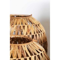 Pomax Lanternes | Nordby - Set/3 Lanternes - Mais - Dia 35,5/40,5/45 X H 27/61/67 Cm - Naturel