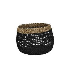 Pomax Bols & Paniers | Inez - Set/4 Paniers - Papier / Jonc De Mer - Dia 17/23/32/42 X H 14/19/24/27 Cm - Noir/Blanc