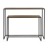 Pomax Consoles | Eszential - Set/2 Consoles - Bois - Metal - L 80/100 X W 30/30 X H 60/80 Cm - Naturel/Noir