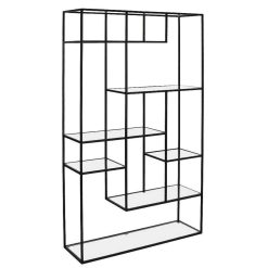 Pomax Etageres | Eszential - Etagere - Metal / Verre - L 100 X W 30 X H 165 Cm - Noir