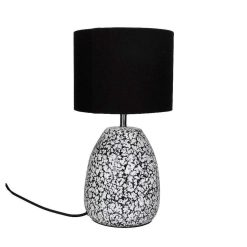 Pomax Lampes De Table | Alfred - Lampe De Table - Ceramique / Lin - Dia 24 X H 45 Cm - Gris