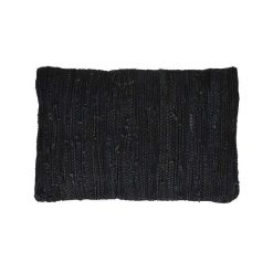 Pomax Coussins | Raw - Coussin - Cuir Recycle / Tissues Recyclees - L 50 X W 30 Cm - Noir