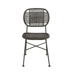 Pomax Chaises | Geneva - Chaise - Rotin / Metal - L 51,5 X W 43,5 X H 83 Cm - Noir