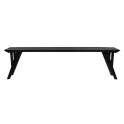 Pomax Bancs | Hopper - Banc Acacia - Bois D'Acacia - L 180 X W 40 X H 45 Cm - Noir