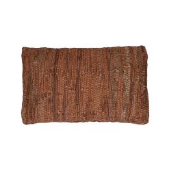 Pomax Coussins | Raw - Coussin - Cuir Recycle / Tissues Recyclees - L 50 X W 30 Cm - Cognac